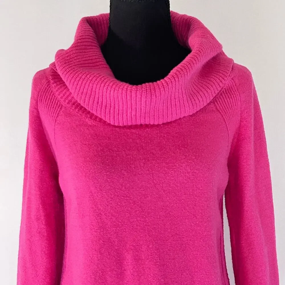Anthropologie Moth Brenta Sweater Women's Cowl‎ Neck Oversized Tunic Pink Medium